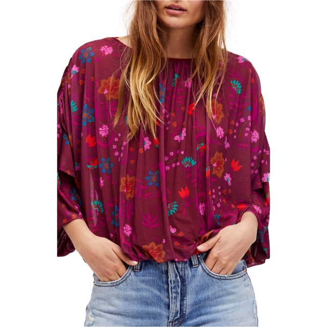 Free People Blouse Tricotée Wildflower Honey pour Femmes, Rouge, Petit