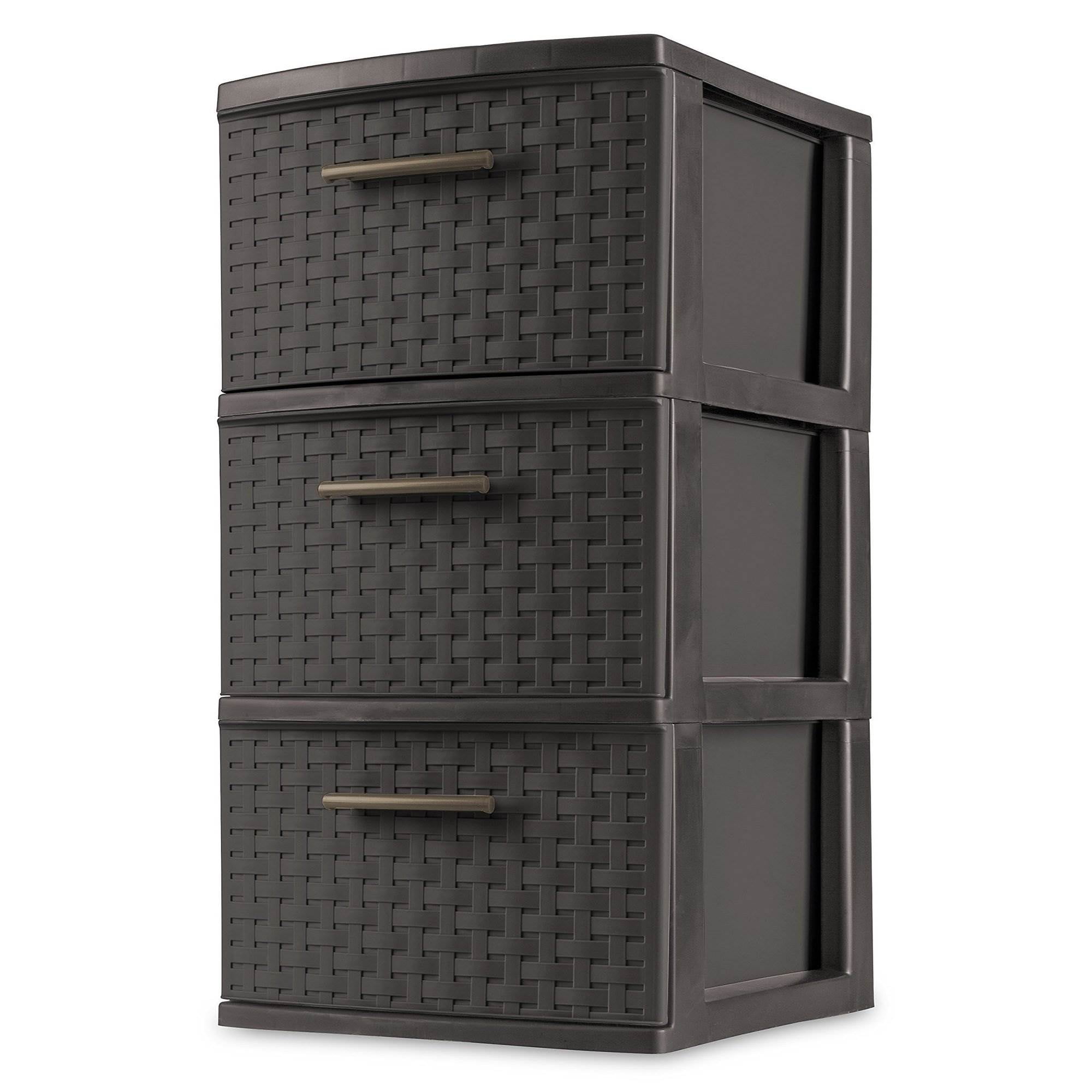 Sterilite 3 Drawer Wicker Weave Decorative Storage Tower Espresso 2 Pack Walmart Com Walmart Com