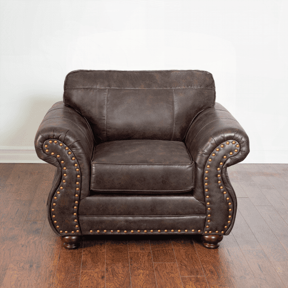 Leinster 1-Piece Faux Leather Upholstered Nailhead Chair with Backrest and Non-Slip Pads