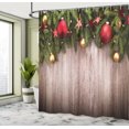 thumbnail image 5 of Ambesonne Christmas Shower Curtain, Wooden Rustic Xmas, 69"Wx75"L, Brown Green Red, 5 of 5