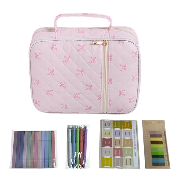 Bible Cover Case for Women Large Bible Bag w/Handle, Tabs, Pens, Study Supplies Organizer Journaling Kit Quilted Book Carrying Case Christian Gifts for Mom, Lady, Friends