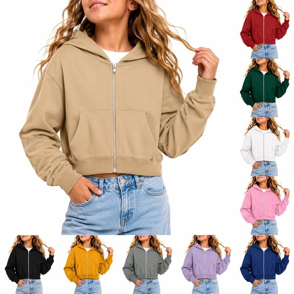 Dwellite Girls Zip-Up Hooded Lightweight Casual Fall Winter Sweatshirt with Pocket 5-13 Years Royal Blue 160