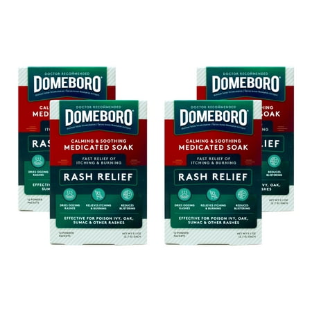 4 Pack - Domeboro Soothing Soak Rash Relief Astringent, one box of 12 packets Each