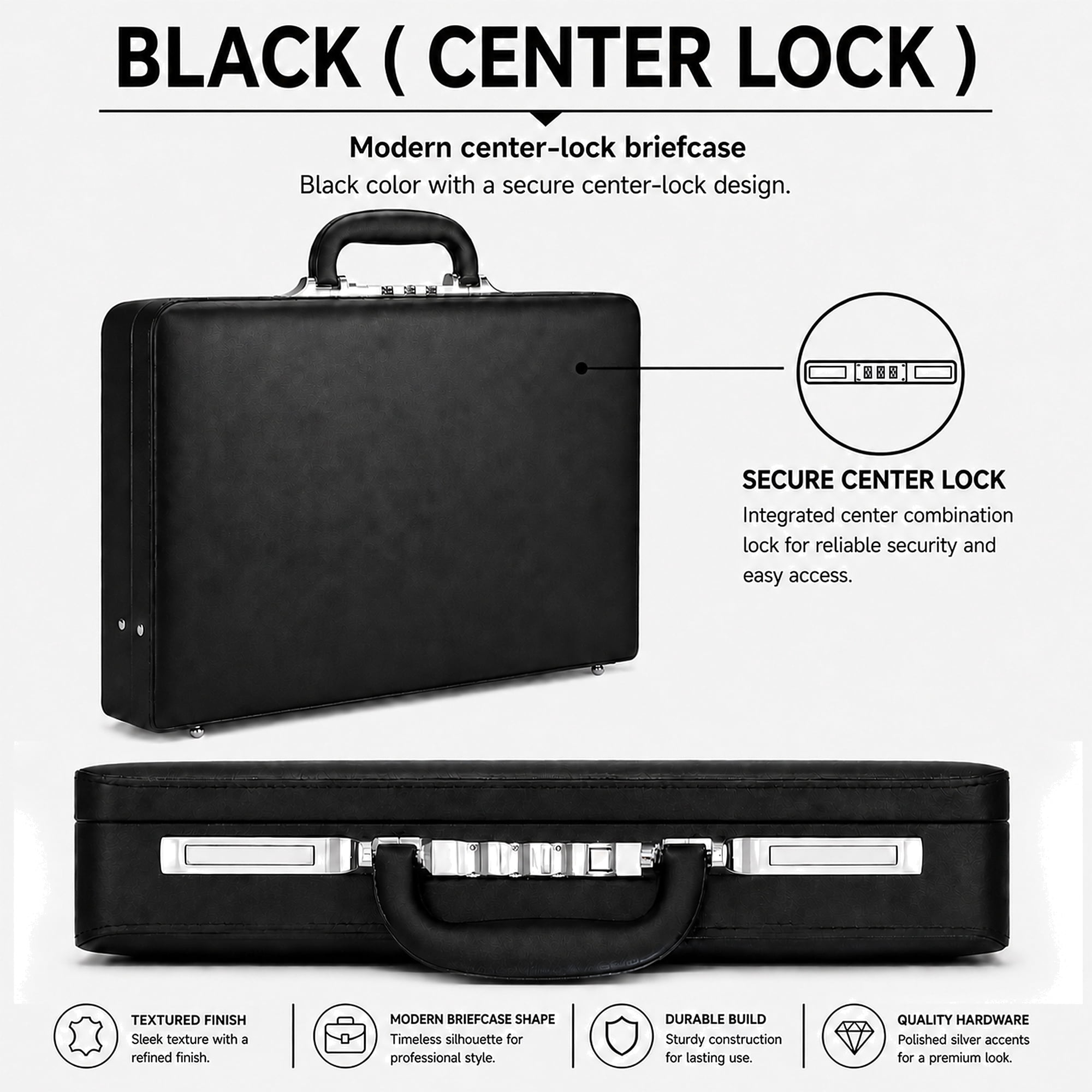 HAESTUS Briefcases for Men, Professional Leather Briefcase with Lock, Hard Shell Business Brief Case, Attache Case for 15.6" Laptop, Mens Hard Briefcase for Work Office Travel, Brown | Center Lock