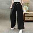 thumbnail image 2 of Zuesphe Womens Pants Elastic Waist with Pockets Capri Pants for Women Stretch Womens Wide Leg Pants Dressy Cargo Pants Women Baggy Plus Size My Orders, 2 of 5