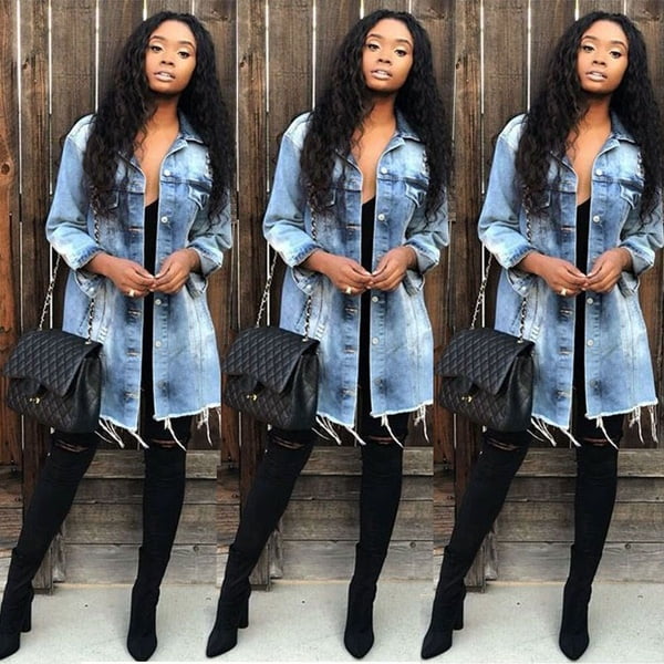 long sleeve and ripped jeans