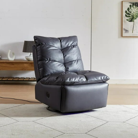 Louis Donné 29'' Wide Modern and Soft Touch 360 Degree Fabric Swivel and Rocker Power Electric Recliner Chair