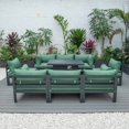 thumbnail image 4 of LeisureMod Chelsea 9-Piece Outdoor Patio Sectional with Fire Pit Table Black Aluminum with Green Cushions, 4 of 15