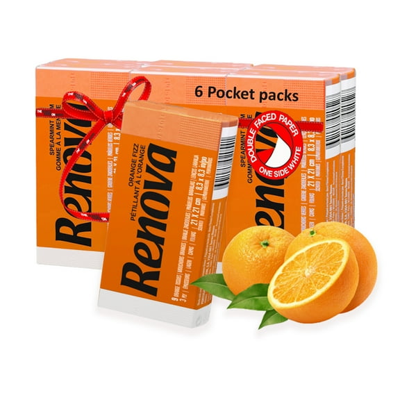 Renova Orange Fizz Pocket Facial Tissue, 6 Packs, 9 Tissues Per Pack