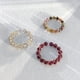 thumbnail image 3 of Xiao Hua Anillo natural hecho a mano, adecuado para hombres y mujeres, anillo de cuentas enrollado en alambre de oro con un anillo abierto (rojo), 3 of 5