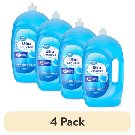 (4 pack) Great Value Ultra Original Dish Liquid, 75 fl oz