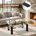 thumbnail image 6 of Glass Coffee Table for Living Room, SEGMART Modern Coffee Table with Lower Shelf, Rectangle Center Table with Metal Legs, Glass Table, Sofa Table, Tea Table, Living Room Table, 6 of 9
