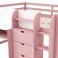 thumbnail image 4 of Mirightone Full Size Low Loft Bed with Desk and Storage Cabinets，Low Loft Bed with Bookcase for Girls Boys, Pink, 4 of 7
