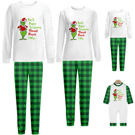 

Family Matching Christmas Pajamas Sleepwear Set Cartoon Monster Green Black Buffalo Buffalo Printed Baby-Kids-Adult-Pet Size 2-Piece Top and Pants Bodysuits Xmas PJS Sleepwear