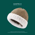 thumbnail image 1 of Gorro de felpa de piel de zorro sintética para mujer, estilo coreano, para invierno, con forma de cara, pequeño, grueso, cálido, gorro de pescador, con gran circunferencia de la cabeza, gorro de, 1 of 6