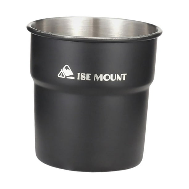 Taza de acero inoxidable, taza de café para acampar, vajilla irrompible de 300ml, Taza de Viaje, taza de agua del té y café para senderismo y cocina Negro