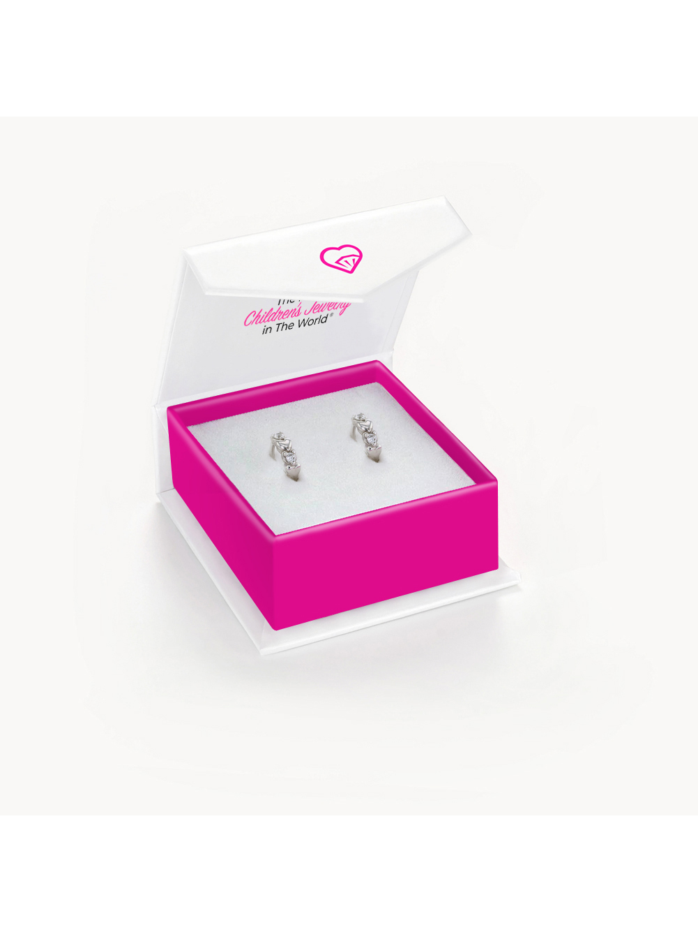 925 Sterling Silver Clear CZ Heart Huggie Hoop Earrings for Little Girls 10mm