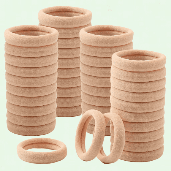 100 Pcs Seamless Thick Tan Hair Ties, No Damage Ponytail Holders for Thick Hair (Light Blonde Colors)