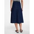 thumbnail image 4 of Time and Tru Women's Tie Waist Denim Midi Skirt, Sizes XS-XXXL, 4 of 6