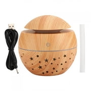 130ml Portable Humidifier Wooden Grain Air Diffuser Mist Hollow Air Atomizer With LED Light