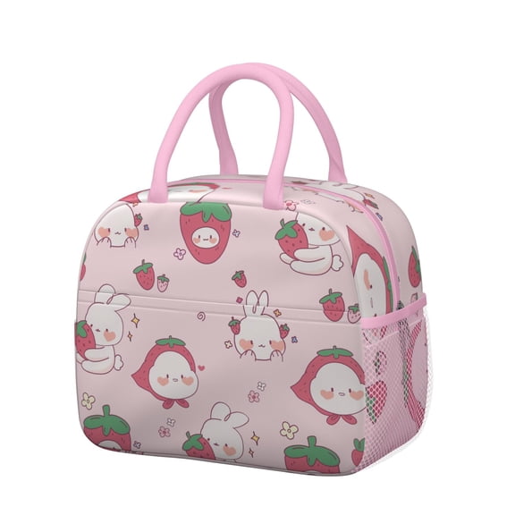 Lunch Bag Lunch Box for Women Reusable Insulated Lunch Bags,Water-Resistant Strawberry Pattern Cooler Lunch Tote Bag, Large Capacity for Work Travel Picnic
