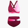 thumbnail image 3 of LAICAIW Womens Two Piece Swimsuits Wrap Front Bikini High Waisted Bottom Tummy Control Bathing Suits Vintage Print Swimwear, 3 of 7