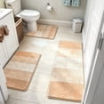 thumbnail image 4 of Bathroom Rugs, Yamaziot Bath Mat Set of 3, Absorbent Microfiber Non Slip Bathroom Runner for Tub Front with U-Shaped Toilet Mat, Beige, 4 of 8