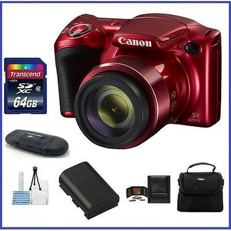 Canon PowerShot SX420 IS Digital Camera 64GB Bundle (Red)- Authorized