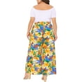 thumbnail image 3 of Agnes Orinda Women's Plus Size Floral Wide Leg Pants Rise Front Tie Boho Flowy Casual Beach Palazzo Trousers with Pockets 2X Yellow Orange, 3 of 6