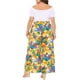 thumbnail image 3 of Pantalones Palazzo de Mujer Plus Size con Estampado Floral y Cintura Frontal de La Marca Agnes Orinda, Estilo Boho, Fluidos y Casual, con Bolsillos, Talla 2X, Color Amarillo Naranja, 3 of 7