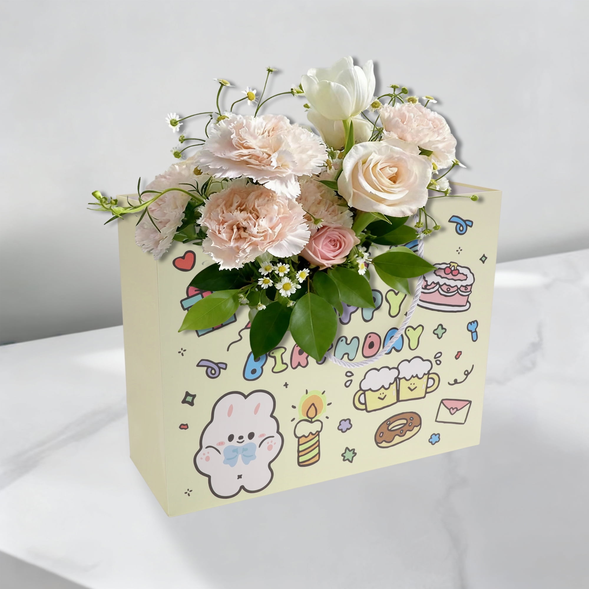 Unique Bargains Cartoon Animal Gift Bags 2Pcs Yellow