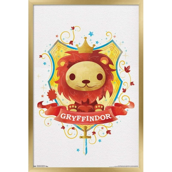 The Wizarding World: Harry Potter - Gryffindor Charm Wall Poster, 14.725" x 22.375", Framed