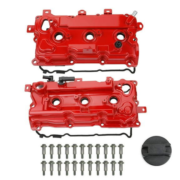 MITZONE Aluminum Valve Cover Set Left and Right Compatible with Infiniti JX35 QX60 for Nissan Pathfinder Altima 3.5L V6 2007-2014 Red
