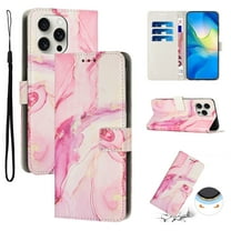 for iPhone 11 Pro Max Wallet Case with Card Holder,Women Men RFID Blocking PU Leather Flip Cover Wrist Strap Magnetic Closure Credit Card Slots Marble Patterned Book Style Phone Case,Rosegold