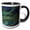 Black/White, variant on 3drose, Scarlet and Blue Gold Macaw Wing Feathers, 11oz Two-tone Black Mug