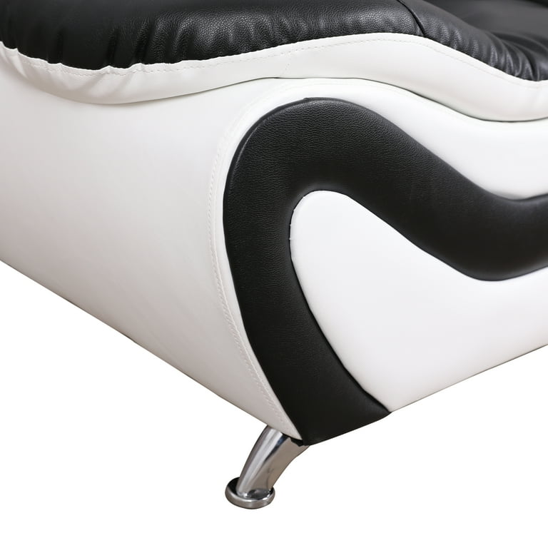Frady Black And White Faux Leather Modern Living Room Sofa Bryont Blog