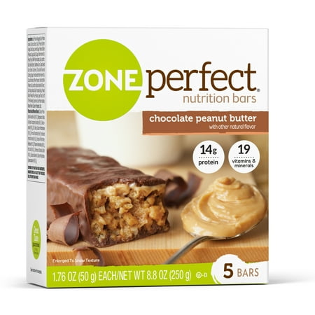 ZonePerfect Nutrition Bar, Chocolate Peanut Butter, 14g Protein, 5 Ct