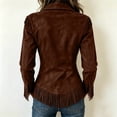 thumbnail image 5 of Boho Jackets for Women Long Sleeve Western Fringe Shacket Suede Barn Jackets, M, 5 of 5