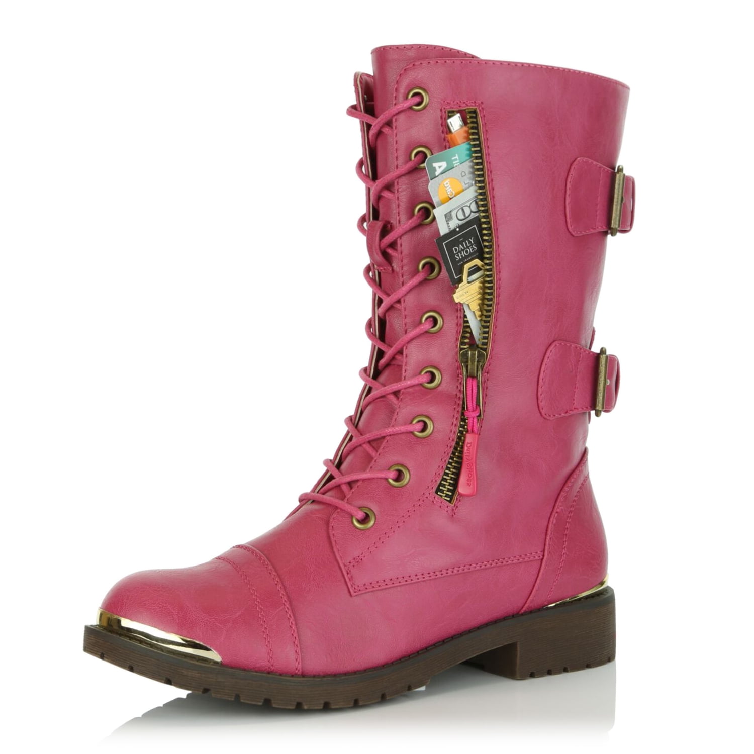 hot pink combat boots