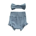 thumbnail image 3 of Listenwind 2Pcs Newborn Infant Baby Girl Solid Ruffle Bloomer Shorts +Headband Basic Cute Short Pants Summer Outfits, 3 of 8