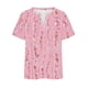 thumbnail image 4 of Camisetas Casuales de las Mujeres Largo Casual Impreso Cuello Redondo Suelto Top, Camiseta de Verano de Manga Corta, 4 of 5