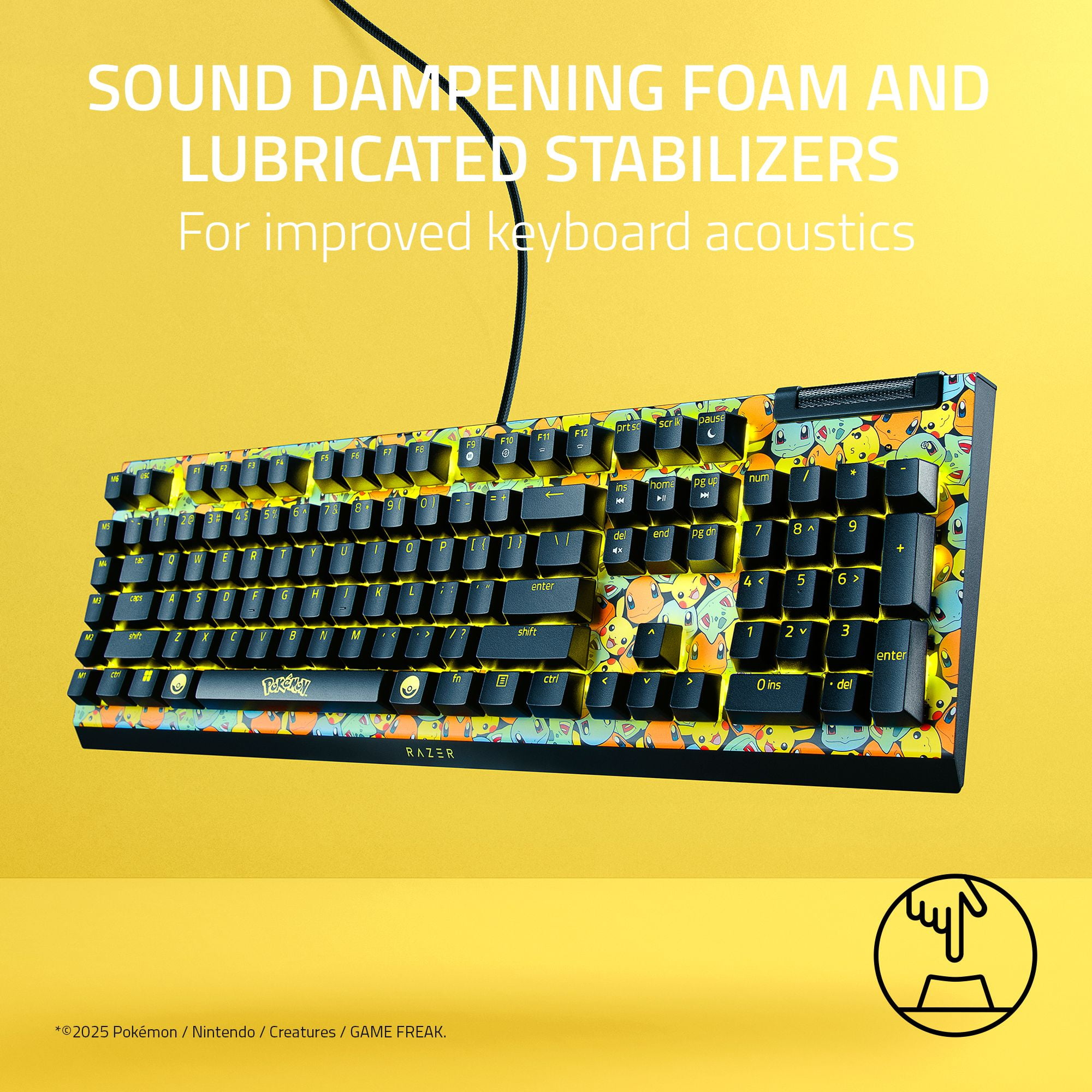 Razer BlackWidow V4 X Wired Mechanical Gaming Keyboard (Green Switch), Pokémon Kanto Starters Edition
