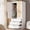 White AB box, variant on Black Wooden Wardrobe Closet – Modern Freestanding Armoire with 2 Rattan Doors, 3 Drawers, Hanging Rod & Shelf – Large Capacity Bedroom Clothes Organizer – Home Storage Cabinet – Black AB Box
