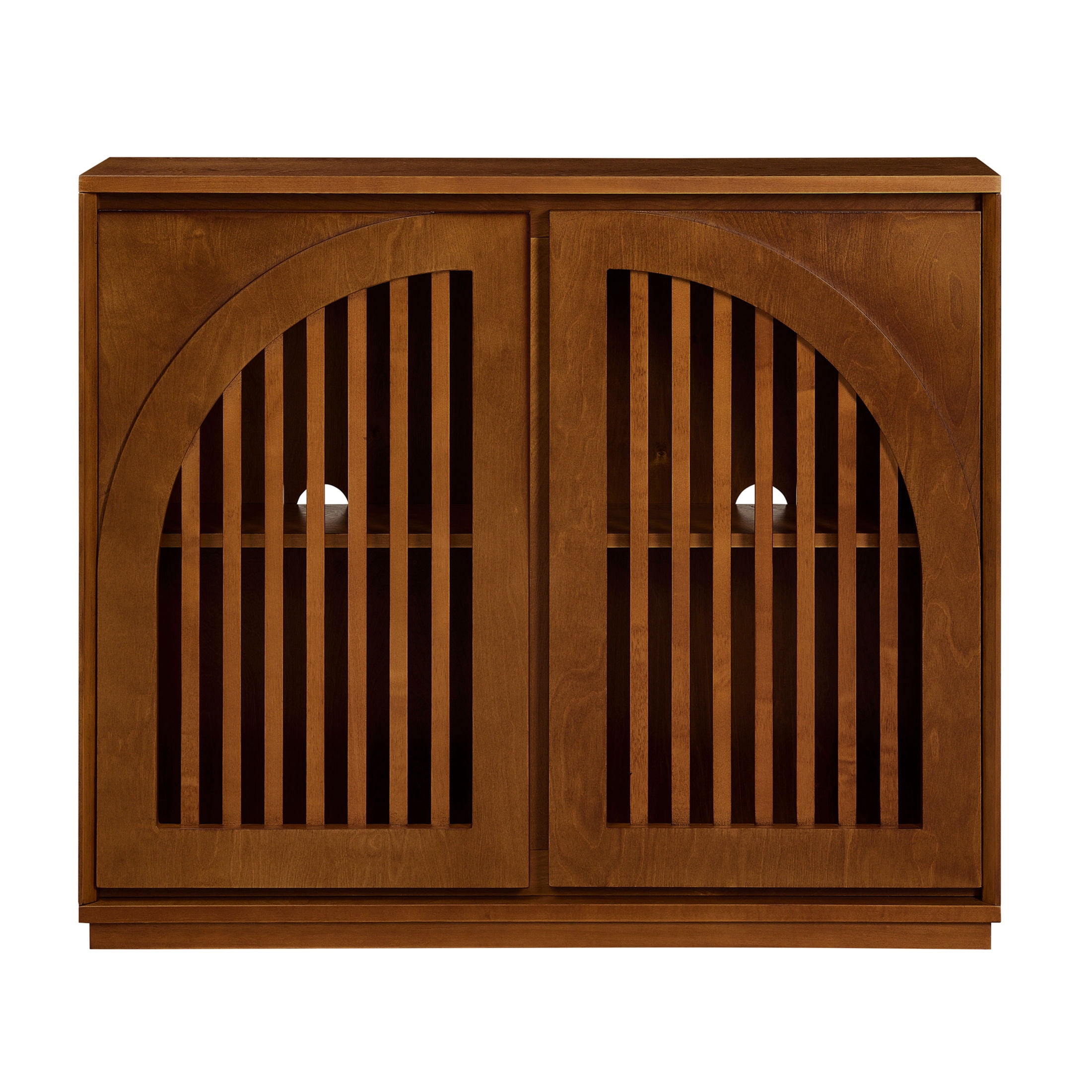 GDF Studio 39" Mid Century Modern Fluted Sideboard Cabinet with 2 Outlet Holes, Walnut