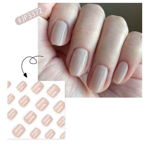 Uñas postizas a presión, regalos para mujeres, uñas cortas a presión, uñas postizas cortas con pegamento reutilizable, 12 tamaños, parche de 2 ml