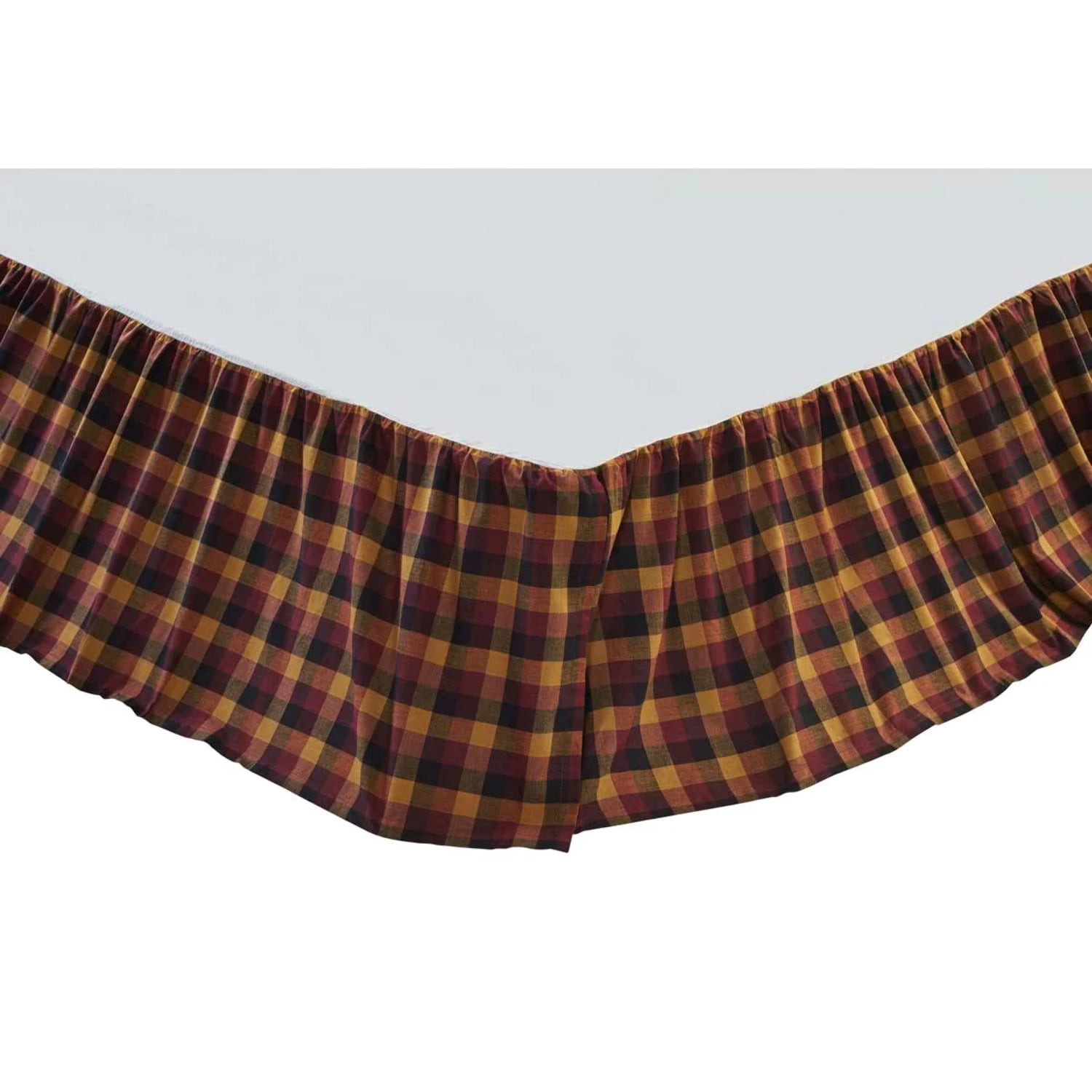 VHC Brands Primitive Heritage Farms Bed Skirt, Twin, Deep Burgundy Red