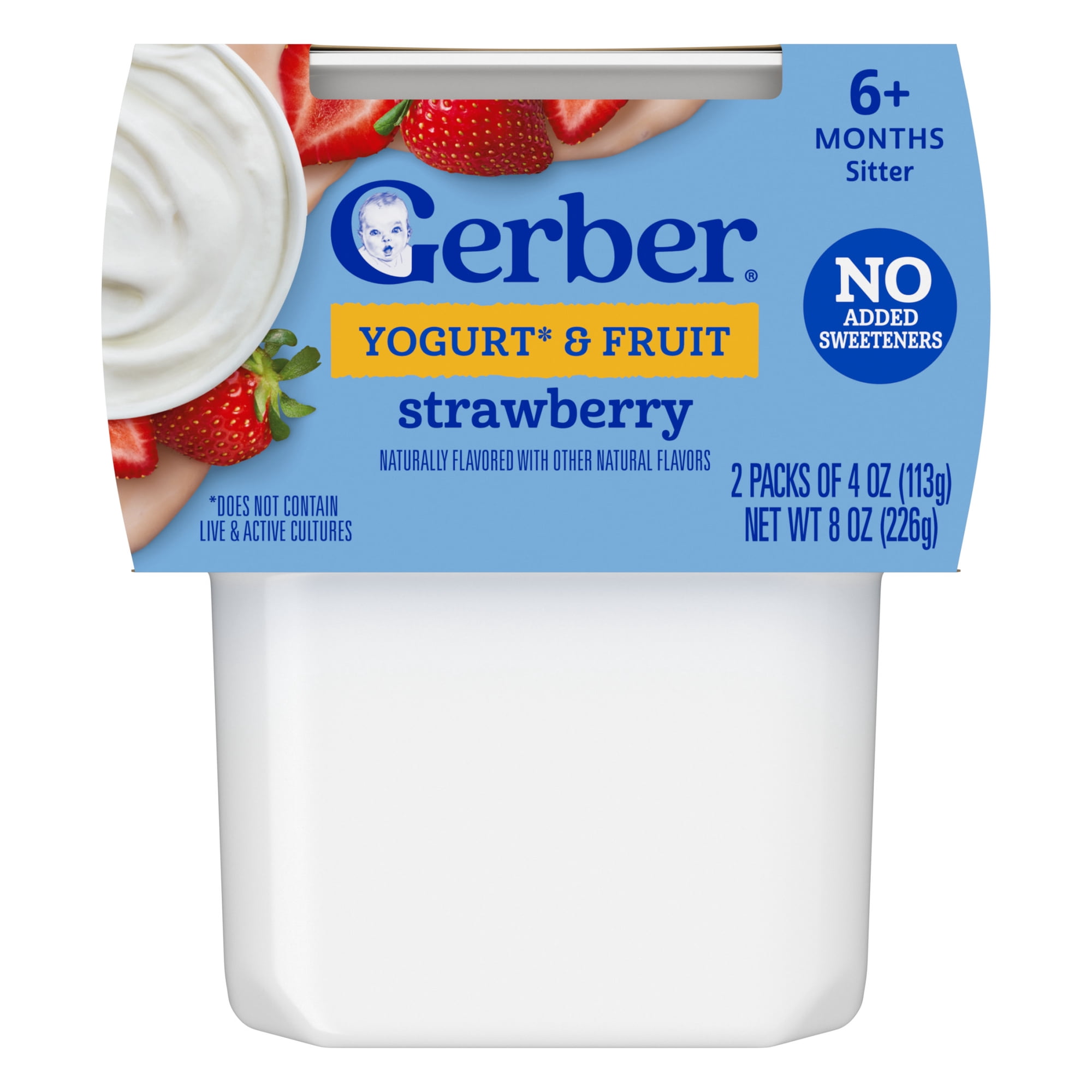 Gerber Yogurt Blends Stage 3 Baby Snacks Strawberry, 4 oz Tubs (Pack of 2)