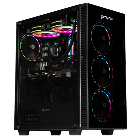 Periphio Firestorm Prebuilt Gaming PC | AMD Ryzen 5 5600X (4.6GHz Turbo) | Radeon RX 6600 (8GB) | 1TB M.2 NVMe SSD | 16GB DDR4 RAM | Windows 11 Computer | WiFi + BT