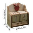 thumbnail image 3 of Vintage Wood Block Perpetual Calendar Desktop Calendar, Reusable Wooden Month Date Display Blocks for Desk Office Home Decoration Boho Style, Brown, 3 of 6