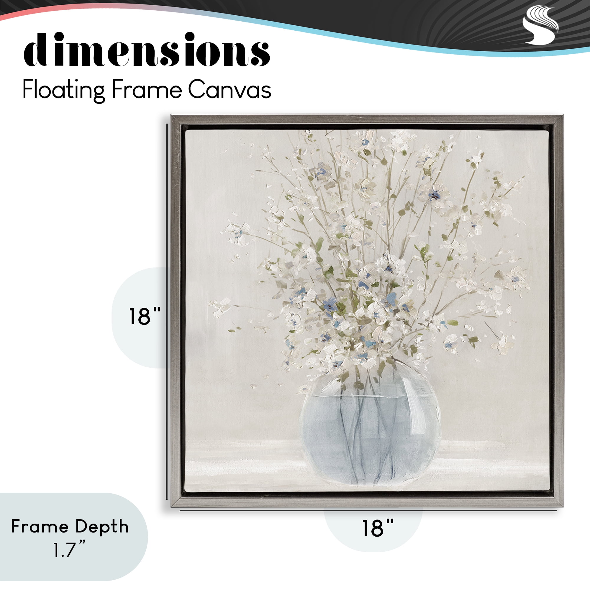 Stupell Industries Serene Glass Vase Bouquet Gray Framed Floater Canvas Wall Art, design by Carol Robinson